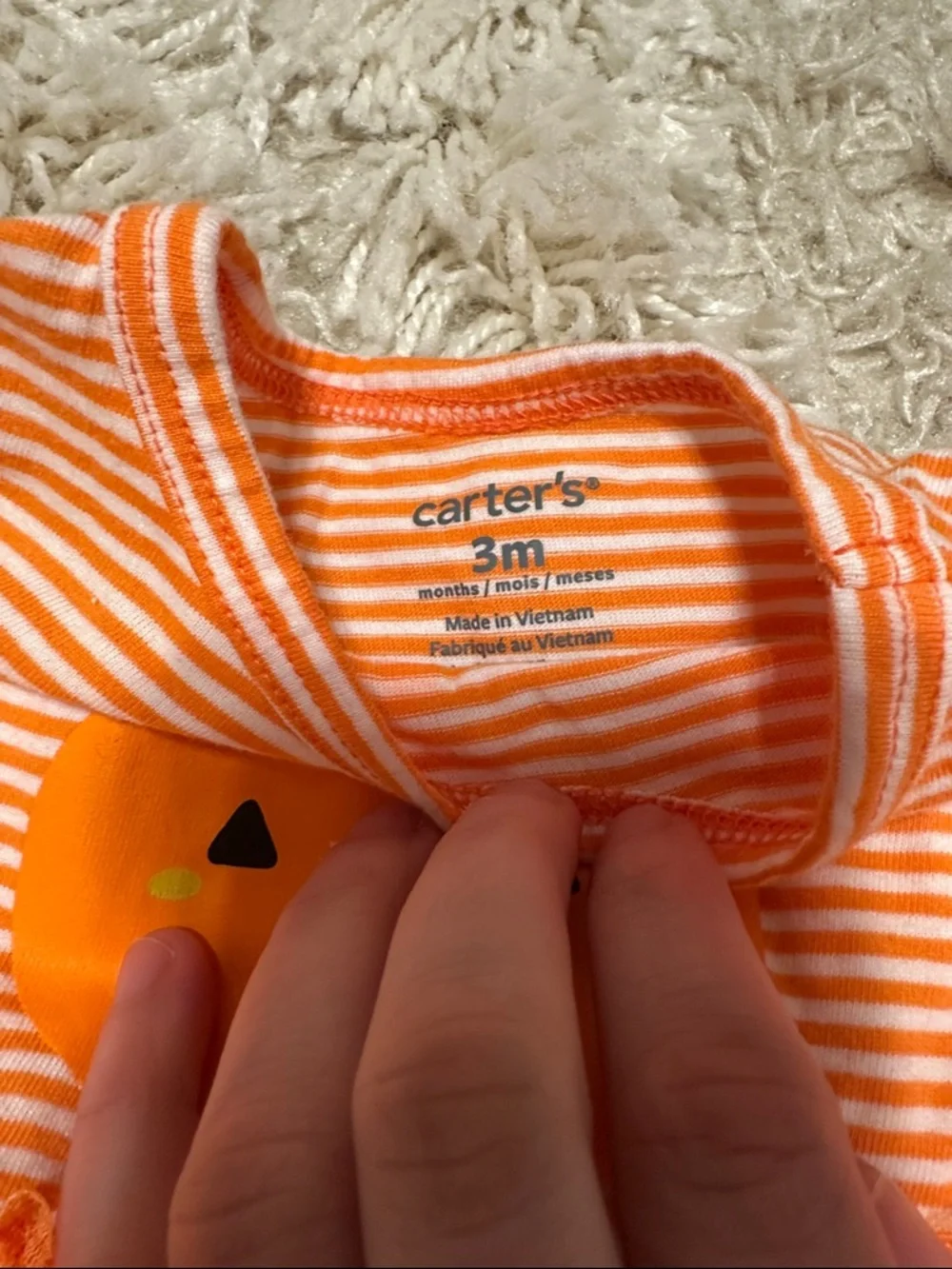 Carter's Orange Pumpkin Tutu Top and Black Halloween Leggings Set - Picture 2 of 4